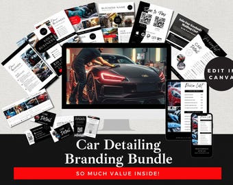 Car Detailing Business Branding Bundle | Editable Canva Templates | Auto Detailers | Customizable Marketing Pack | Instant Download