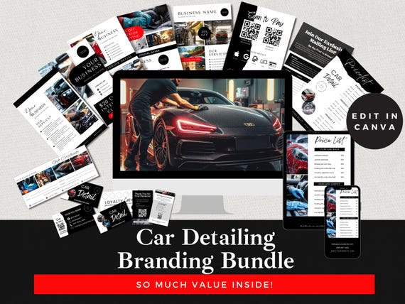 Car Detailing Business Branding Kit: Canva Templates (Instant Download)