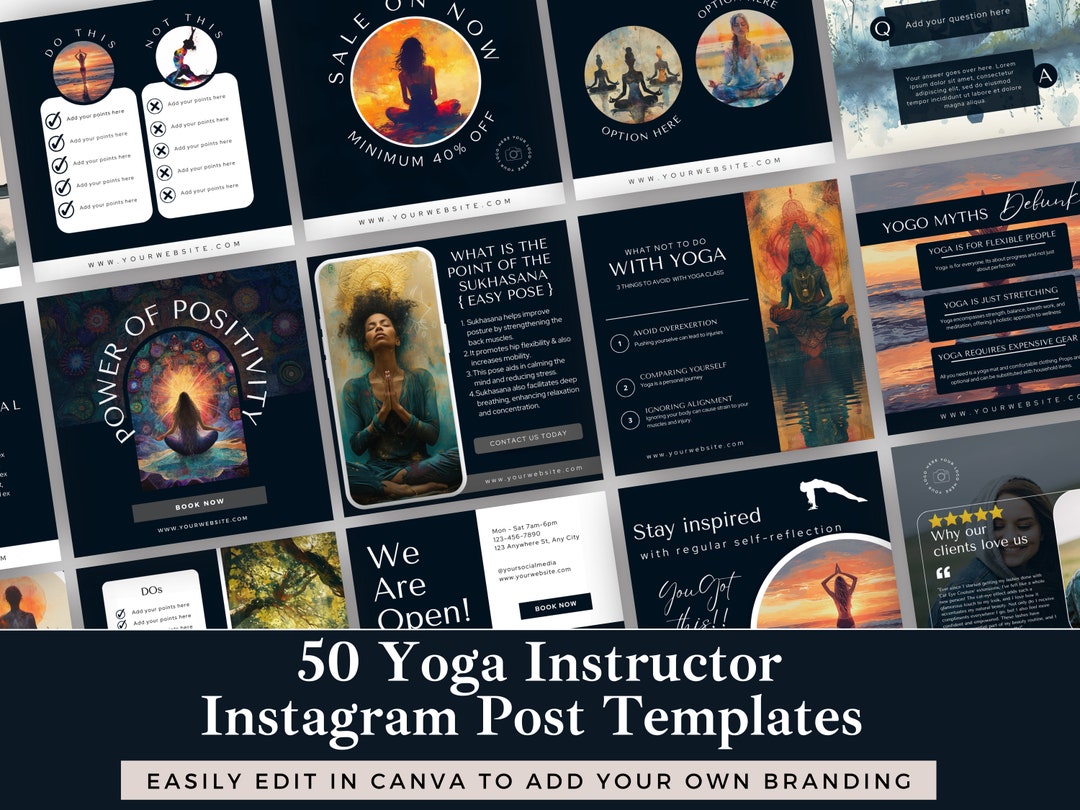Yoga Instructor Instagram Post Templates: Editable Canva Designs ...