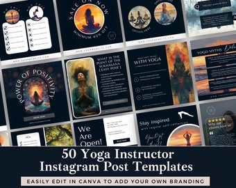 Yoga Instructor Instagram Post Templates: Editable Canva Designs (Digital Download)