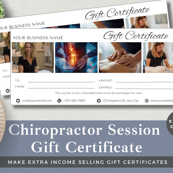 Chiropractic Wellness Gift | Pain Relief & Spine Health | Editable Certificate | Canva Template | Instant Access | Stress Reduction