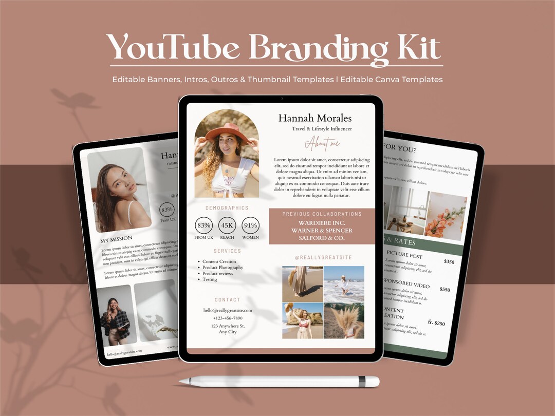 PDF Printable Print Youtube Branding Kit, Printable Planner, Editable ...