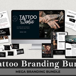 Paquete editable de estudio de tatuajes en Canva: formularios de consentimiento, hojas de cuidados posteriores, certificados de regalo, tarjetas de cita y más / Descarga instantánea
