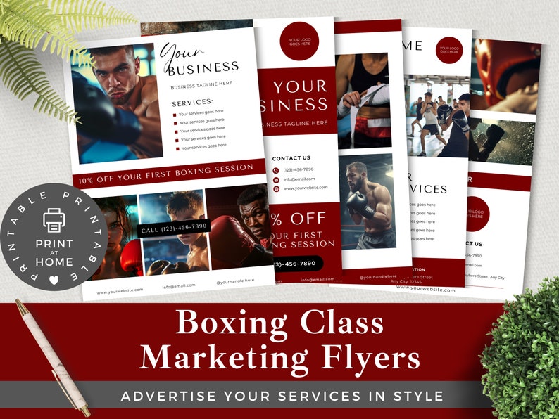 Boxing Class Flyer Bundle: Editable Gym Marketing Templates (digital ...
