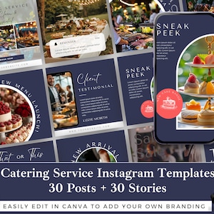 Gastro-Service-IG-Vorlagen-Set von 60 | Bearbeitbares Posts und Stories Bundle für die Gastronomie | Engagement steigern | Fügen Sie einfach Ihr eigenes Branding hinzu