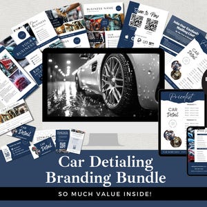 Pacote de Branding para Negócios de Detalhes de Carros | Modelos Canva Editáveis | Pacote de Marketing de Detalhes de Carros | Adicione sua Marca | Acesso Instantâneo
