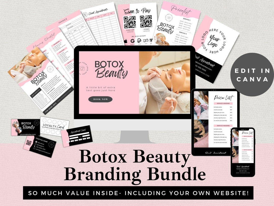 Pink Botox Beauty Business Branding Kit: Canva Templates (digital ...