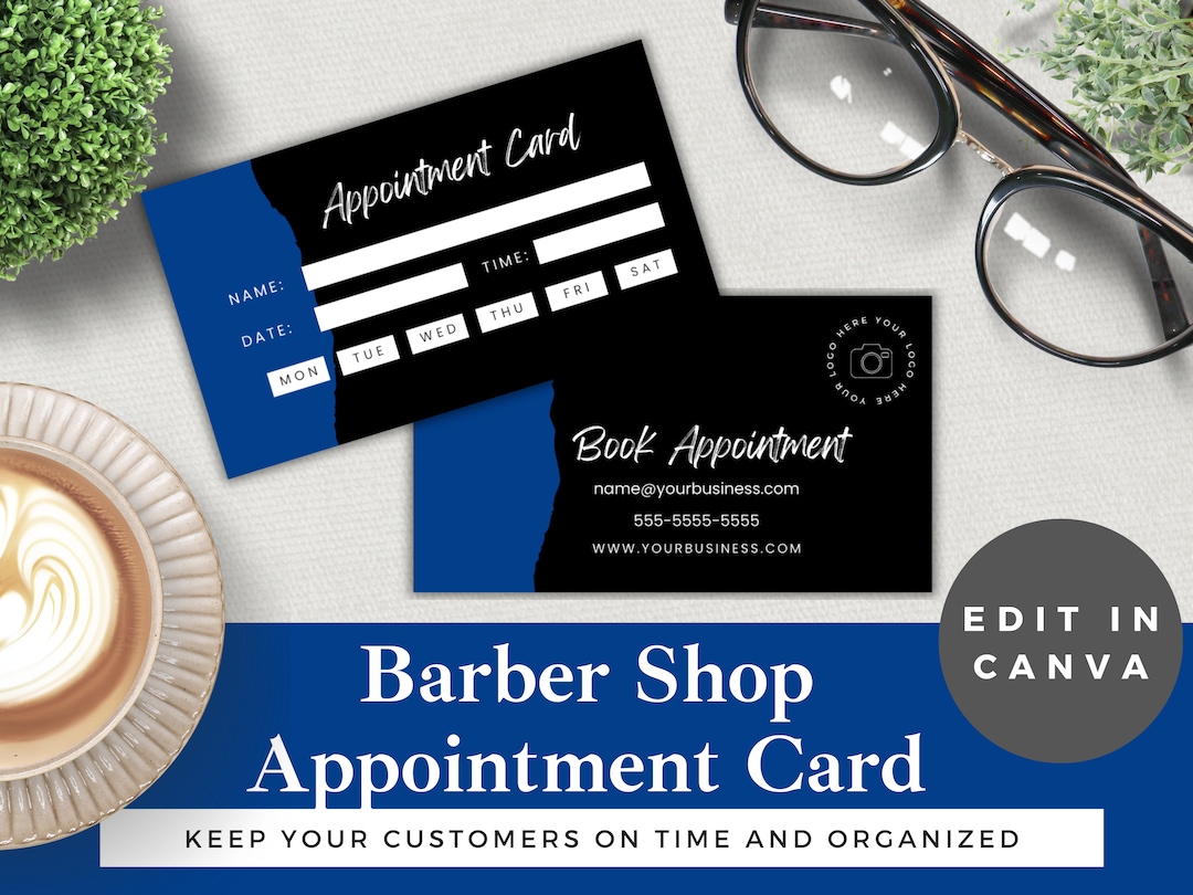 Barber Shop Appointment Card Template Editable Edit in Canva Etsy