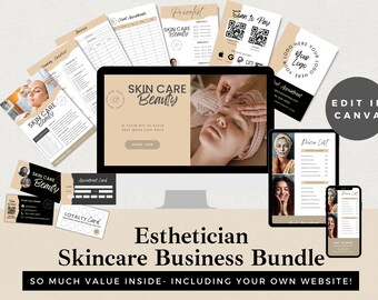 Skincare Boutique Branding Kit: Esthetician Business Templates (Canva Editable, Instant Download)