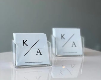 SET OF 2- Business Card Holder | Square or Vertical Business Card Display- Desk Organization-Clear Business Card Holder