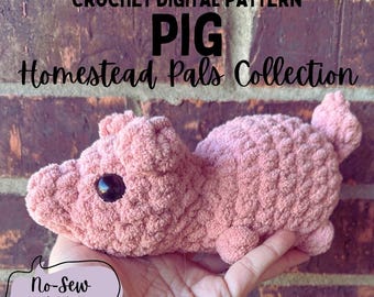 Haakpatroon varken zonder naaien – schattige amigurumi-boerderijdier, beginnersvriendelijke knuffel, digitale pdf-download