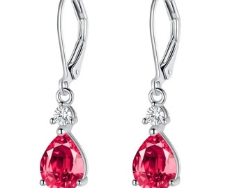 Ruby, July Birthstone, Gifts for her, CZ, 925 Sterling Silver