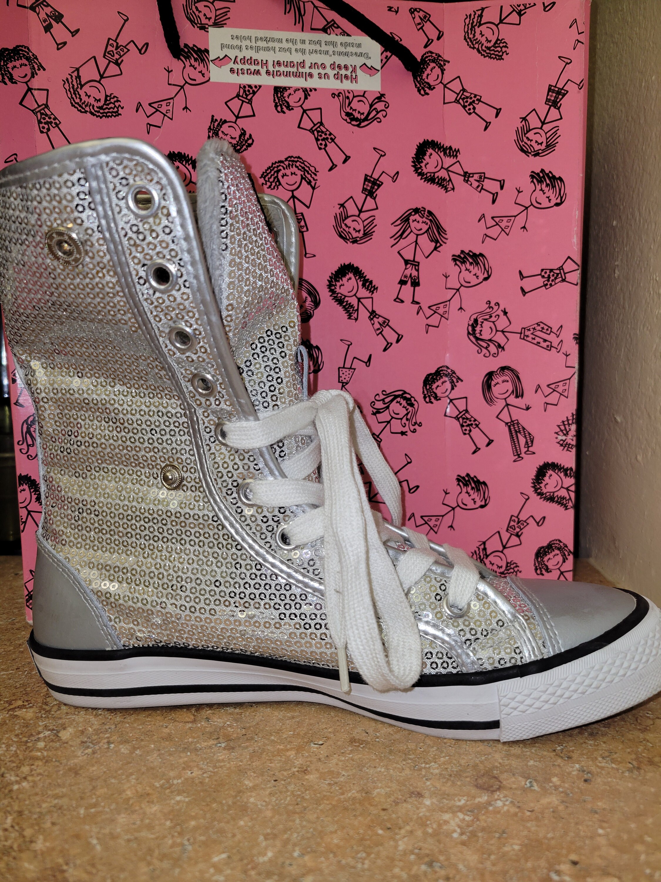 silver sequin sneakers