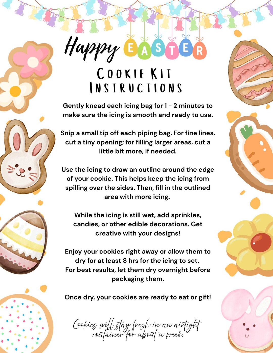 DIY Easter Cookie Kit Directions - Etsy