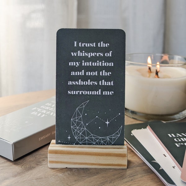 Sweary Positive Affirmations Cards, Tarot Style | Badass Affirmations Mental Health Funny Gifts For Friends Girlfriend Galentines Valentines