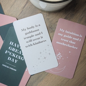 Mystic Sweary Affirmation Cards To Have a Great F*cking Day | Affirmations Self Care Funny Valentine's Galentine's Day Gifts Girlfriends