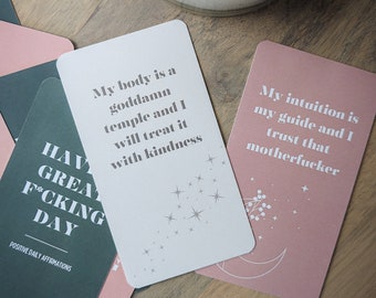 Mystic Sweary Affirmation Cards To Have a Great F*cking Day | Affirmations Self Care Funny Valentine's Galentine's Day Gifts Girlfriends