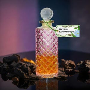100 % ren Mysore sandelträattare tillverkad i Kannauj | Naturlig unisex indisk parfymolja | Vegansk, träig och jordig blandning | Handgjord, alkoholfri bild 1