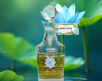 Attar de loto azul orgánico elaborado en Kannauj / Aceite de perfume unisex natural / Mezcla vegana de sándalo floral / Perfume indio artesanal sin alcohol