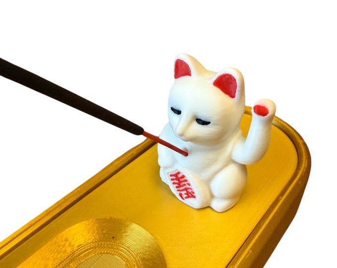 Maneki-neko, Fortune cat, lucky cat, incense stick holder, incense burner, easter gift, home fragrance, meditation, relaxation
