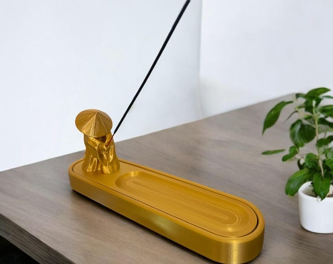 Japanese themed Incense stick holder with storage, Gold edition,  incense burner, gift, home fragrance, meditation, relaxation