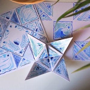 Ocean Puzzle Purse de illustrons Template (Versión Digital) - descarga instantánea - Tarjeta de amor victoriana - Tarjeta de amor de acuarela activa