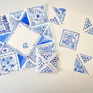 Puzzle Purse Amor Azulejos illustrons - Descarga instantánea - Tarjeta Origami - Puzzle Purse Victoriano
