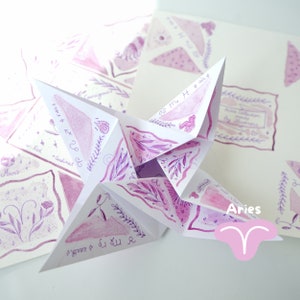 Bélier Signe Astro  "Puzzle Purse" par illustrons (Version digitale) - Téléchargement instantané - Carte victorienne pliée - Aquarelle