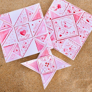 Puzzle Purse Saint-Valentin par illustrons Template (Version numérique) - téléchargement instantané - Carte d'amour victorienne - aquarelle