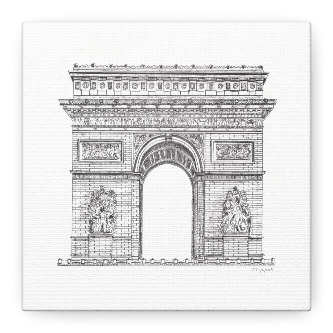 Arc De Triomphe Art Print, Paris Landmark, Original Pen and Ink Sketch ...
