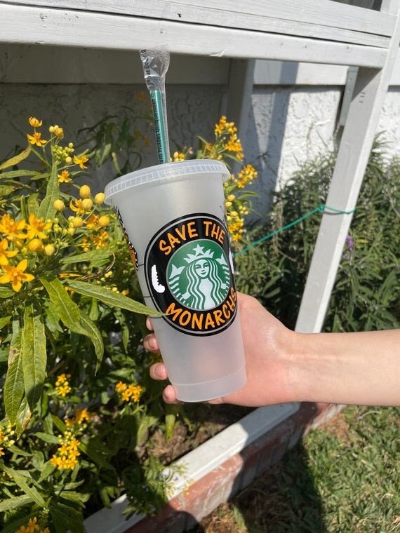 Personalized Sunflower & Butterfly Starbucks Cup | Customized Starbucks Cup  with name | Starbucks reusable flower cup | Custom Butterfly Cup