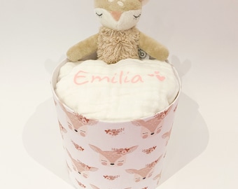 Windeltorte Mädchen | Reh | Babyparty, Geschenk zur Geburt