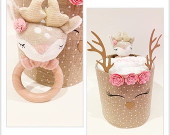 Windeltorte Mädchen | Reh | Babyparty, Geschenk zur Geburt
