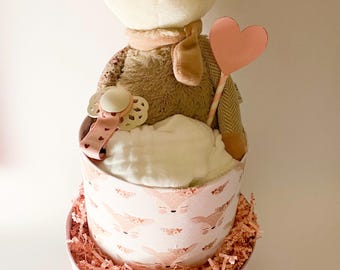 Windeltorte Mädchen | Reh | Babyparty, Geschenk zur Geburt