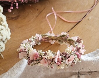 Haarkranz aus Trockenblumen in rosa-lila-weiß / Kopfkranz - Brautschmuck - Kopfschmuck - Kommunion -  Brautjungfern - JGA