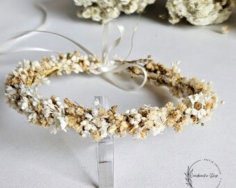 Delicate hair wreath made of dried flowers in cream-white / head wreath - bridal jewelry - headpiece - communion - bridesmaids - JGA - hair accessories