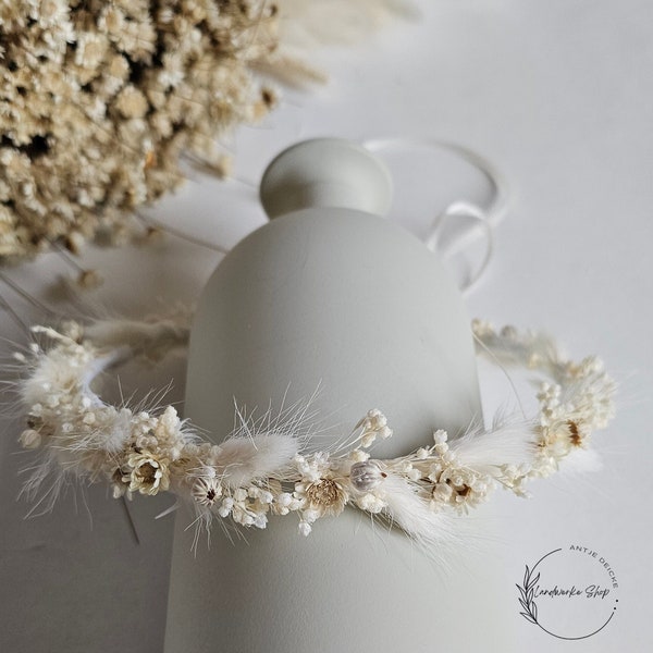 Hair wreath in cream-white made of dried flowers/head wreath - bridal jewelry - headpiece - communion - bridesmaids - JGA - hair wreath - wedding