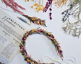 Flower crown DIY kit for hen party with instructions for making at home / Make your own hair wreath | Article: 127