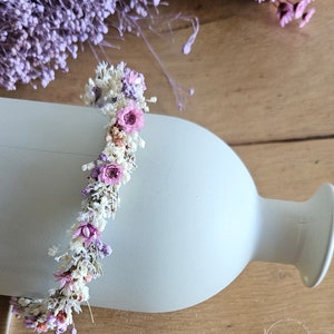 Zarter Haarkranz aus Trockenblumen in creme-rosa-lila / Kopfkranz Brautschmuck Kopfschmuck Kommunion Brautjungfern Haarschmuck Bild 9