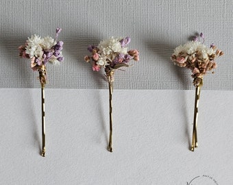 Hair pins made of real dried flowers in cream-pink for weddings / bridal jewelry - bridal hairstyle - flower girls - hair accessories - bridesmaids