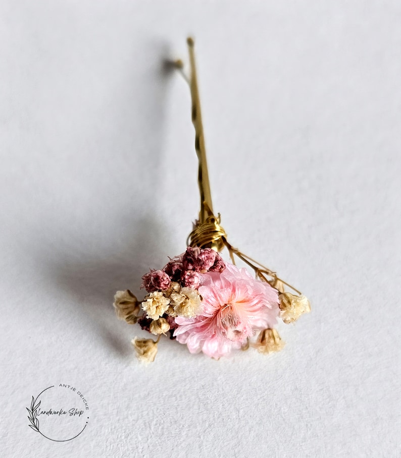 Hair pins made of real dried flowers in cream-pink for weddings / bridal jewelry bridal hairstyle flower girls hair accessories bridesmaids image 2