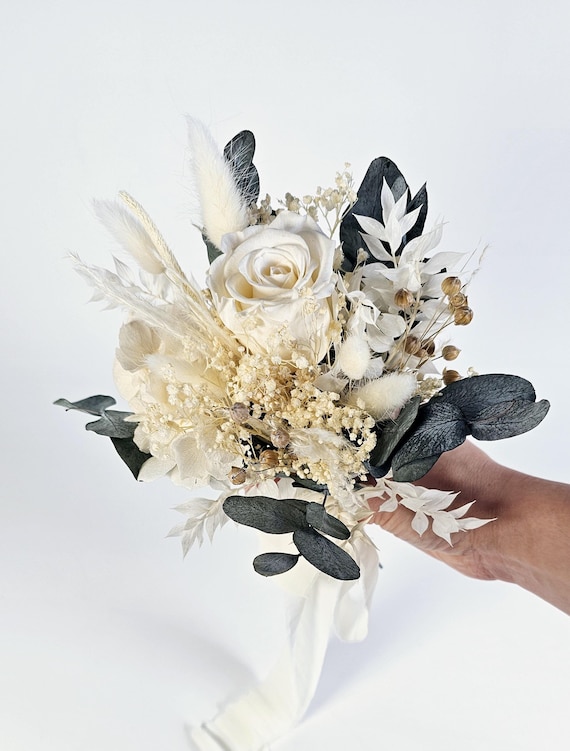 Small Bridal Bouquet With Eucalyptus I Wedding Bouquet I Wedding Accessories I Dried Flower Bouquet I Bridal Bouquet Registry Office I Article: 169