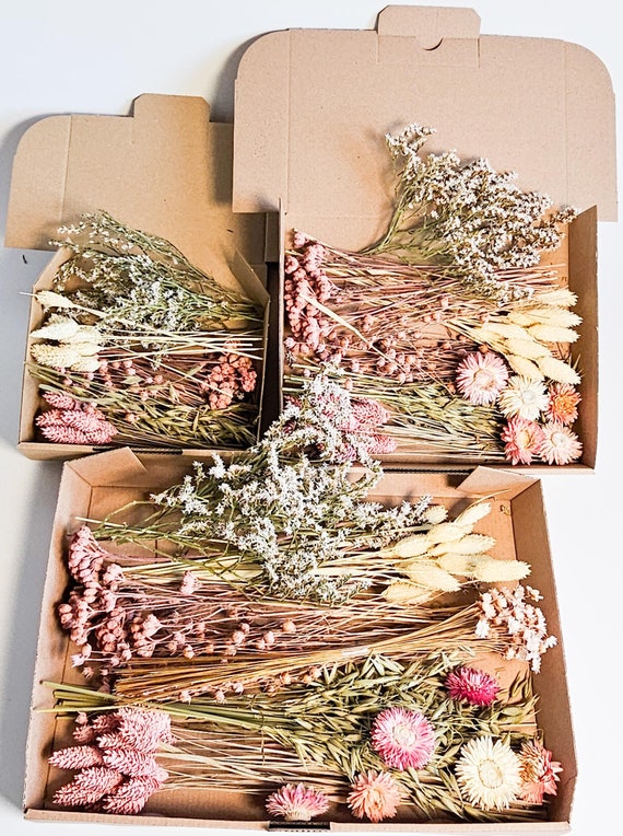 Trockenblumen Box in Rosa- und Naturtönen / Blumen zum Basteln / Blumen-Set zum basteln / Blumenkranz als DIY-Set / Blumenmix I Artikel: 111