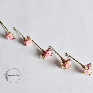Hair pins made of real dried flowers in cream-pink for weddings / bridal jewelry bridal hairstyle flower girls hair accessories bridesmaids image 5