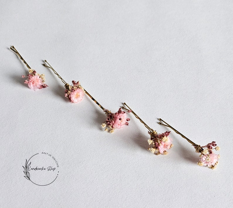 Hair pins made of real dried flowers in cream-pink for weddings / bridal jewelry bridal hairstyle flower girls hair accessories bridesmaids image 5