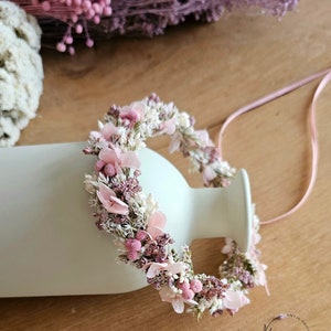 Haarkranz aus Trockenblumen in rosa-lila-weiß / Kopfkranz Brautschmuck Kopfschmuck Kommunion Brautjungfern JGA Bild 9