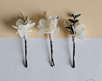 Hairpins made of real dried flowers in cream-natural for wedding / bridal jewelry - bridal hairstyle - flower girls - hair accessories - bridesmaids