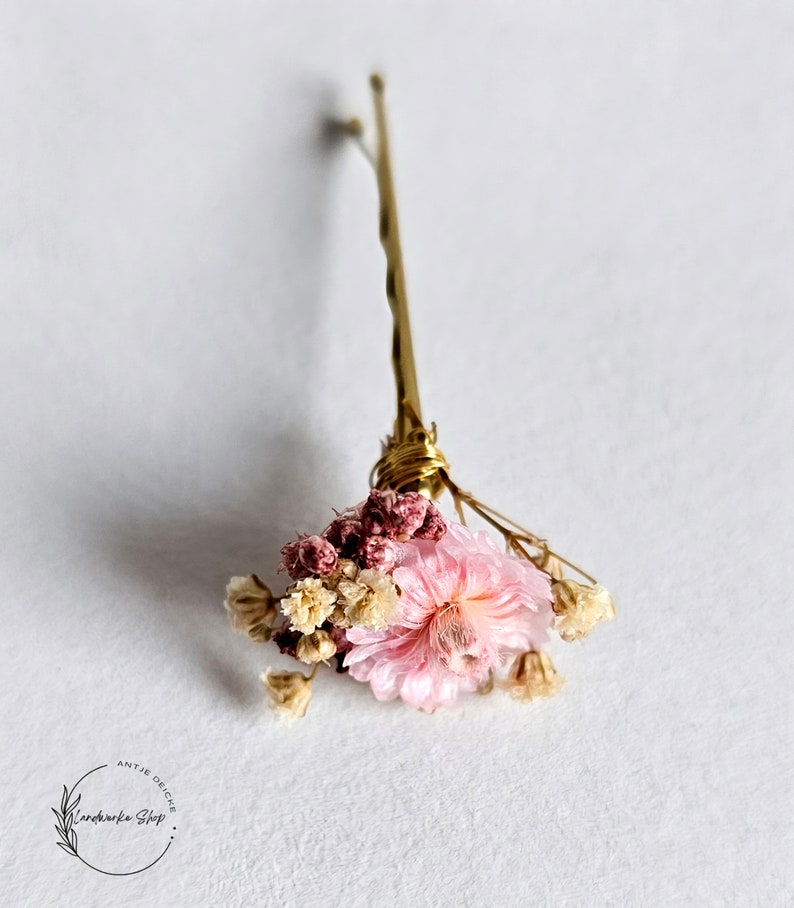 Hair pins made of real dried flowers in cream-pink for weddings / bridal jewelry bridal hairstyle flower girls hair accessories bridesmaids image 9