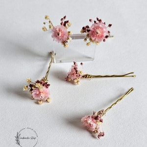 Hair pins made of real dried flowers in cream-pink for weddings / bridal jewelry bridal hairstyle flower girls hair accessories bridesmaids image 6