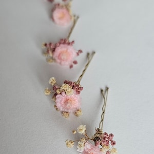 Hair pins made of real dried flowers in cream-pink for weddings / bridal jewelry bridal hairstyle flower girls hair accessories bridesmaids image 10